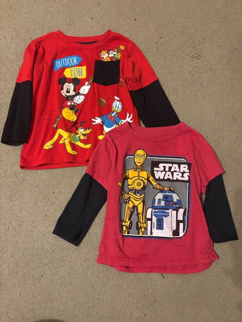Disney Red & Black Star Wars and Mickey Layered-Look Long Sleeve Tops
